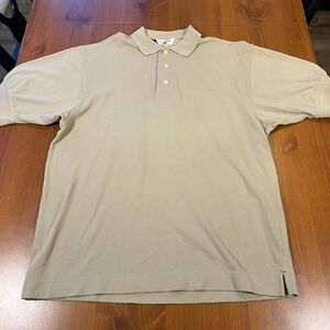 VTG Cutter & Buck Mens Polo Shirt Medium Beige Cotton Short Sleeve‎ Casual Golf